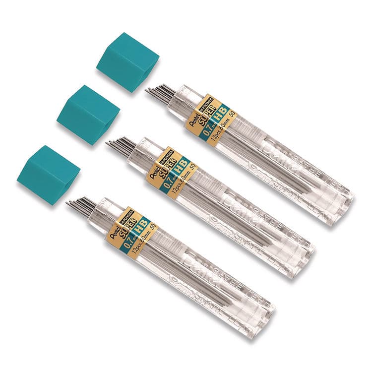 PENTEL OF AMERICA Super Hi-Polymer Lead Refills, 0.7 mm, HB, Black, 12/Tube (PEN50HB) thumbnail 2