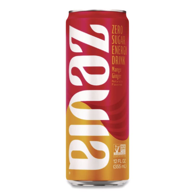 ZEVIA PBC Zero Sugar Naturally Sweetened Energy Drink, Mango Ginger, 12 oz Can, 12/Carton (ZEV0195112) thumbnail 2