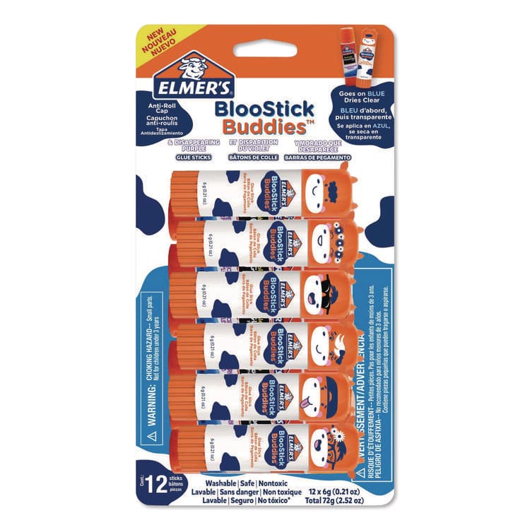 ELMER'S PRODUCTS, . BlooStick Buddies and Disappearing Purple Glue Stick Combo Pack, 0.21 oz, Dries Clear, 12/Pack (SAN2213736)