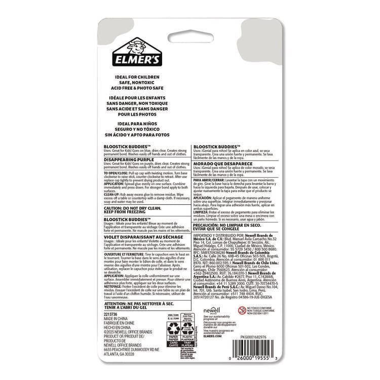 ELMER'S PRODUCTS, . BlooStick Buddies and Disappearing Purple Glue Stick Combo Pack, 0.21 oz, Dries Clear, 12/Pack (SAN2213736) thumbnail 4