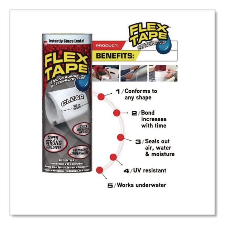 SWIFT RESPONSE LLC General Purpose Repair Tape, 4" x 1.67 yds, Clear (FSGTFSCLRR0405) thumbnail 2