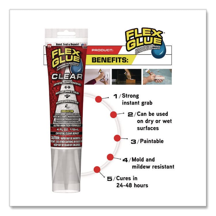 SWIFT RESPONSE LLC Flex Glue, 4 oz, Dries Clear (FSGGFSCLRR04) thumbnail 4