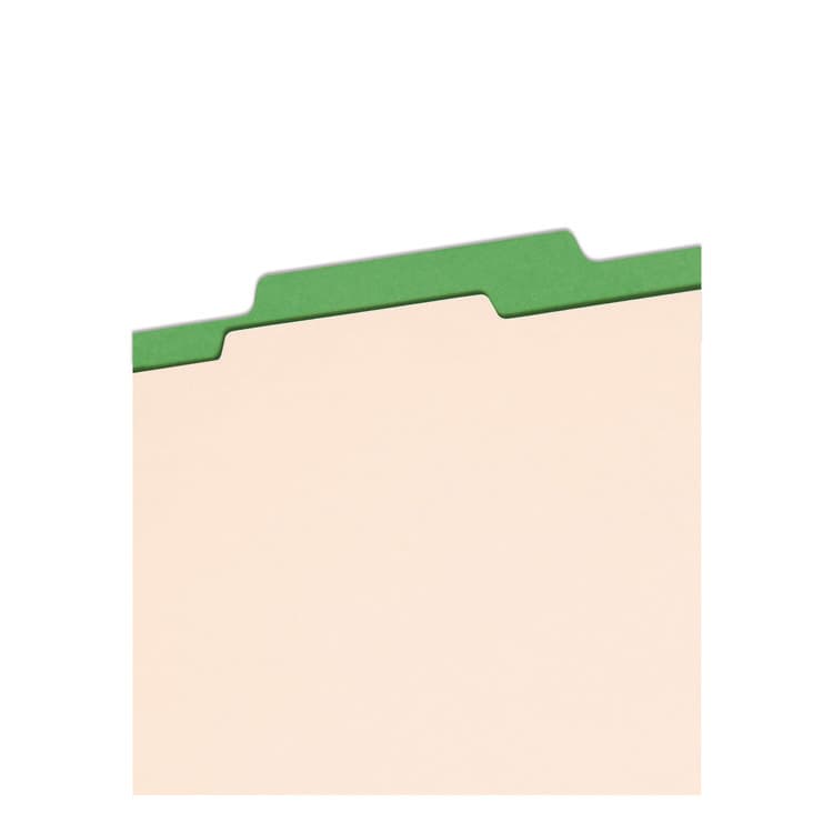 SMEAD MANUFACTURING CO. Colored Top Tab Classification Folders, 2/5-Cut Tab, Expands 2", 1 Divider, 4 SafeSHIELD Fasteners, Letter Size, Green, 10/BX (SMD13702) thumbnail 4