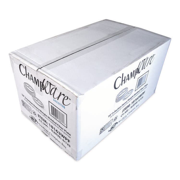 SOUTHERN CHAMPION TRAY ChampWare Molded Fiber Tableware, 3-Compartment Plate, 10" dia, White, 125/Sleeve, 4 Sleeves/Carton (SCH18163WPF) thumbnail 2