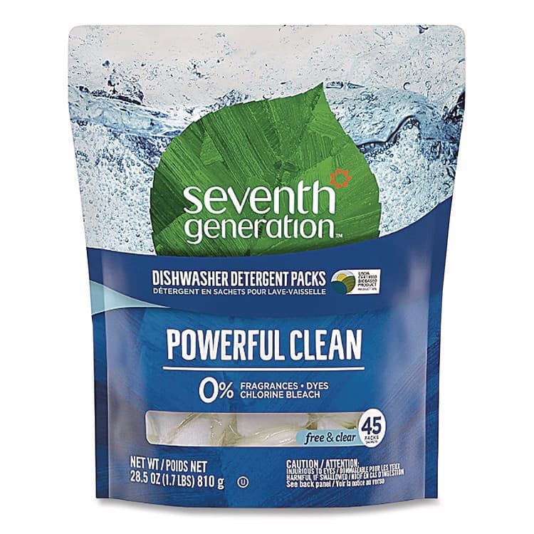 SEVENTH GENERATION Natural Automatic Dishwasher Detergent Packs, Free and Clear, 45 Powder Packets/Box, 5 Boxes/Carton (SEV45180CT) thumbnail 2