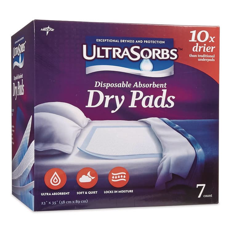MEDLINE INDUSTRIES, . Ultrasorbs Disposable Dry Pads, 23 x 35, Blue, 7/Box, 6/Carton (MIIDRY2336RETCT) thumbnail 2