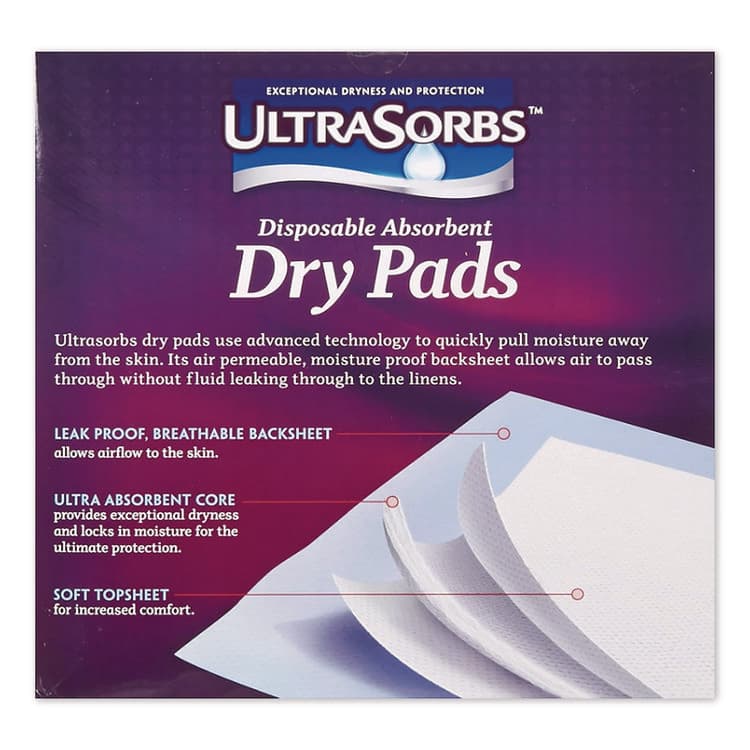 MEDLINE INDUSTRIES, . Ultrasorbs Disposable Dry Pads, 23 x 35, Blue, 7/Box, 6/Carton (MIIDRY2336RETCT) thumbnail 3