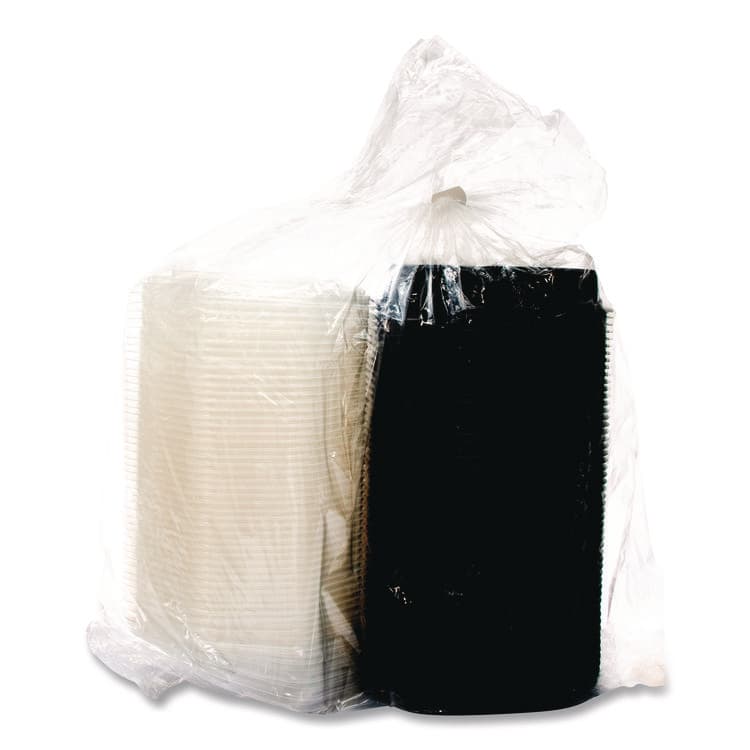 DART Creative Carryouts OctaView Hinged Lid Containers, 9.13 x 9.55 x 2.38, Black/Clear, Plastic, 100/Carton (SCC809013PP94) thumbnail 4