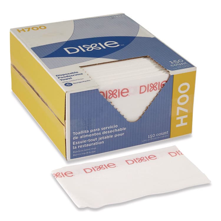 GEORGIA PACIFIC H700 Disposable Foodservice Towel, 1-Ply, 13 x 23.5, White/Red, 150/Carton (GPC29423)