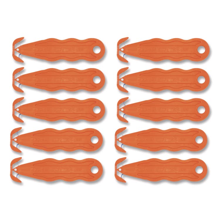 KLEVER INNOVATIONS Kurve Blade Plus Safety Cutter, 5.75" Plastic Handle, Orange, 10/Box (KLVPLS100G)