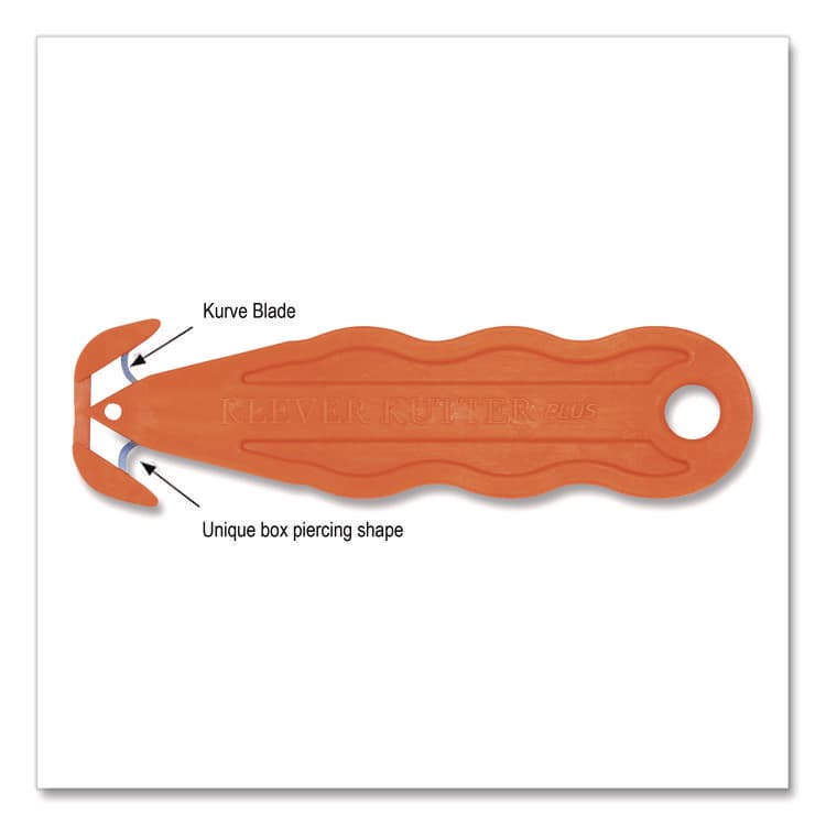 KLEVER INNOVATIONS Kurve Blade Plus Safety Cutter, 5.75" Plastic Handle, Orange, 10/Box (KLVPLS100G) thumbnail 3