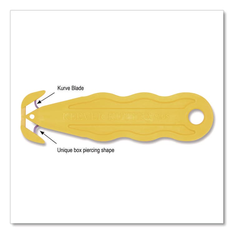 KLEVER INNOVATIONS Kurve Blade Plus Safety Cutter, 5.75" Plastic Handle, Yellow, 10/Box (KLVPLS100Y) thumbnail 3
