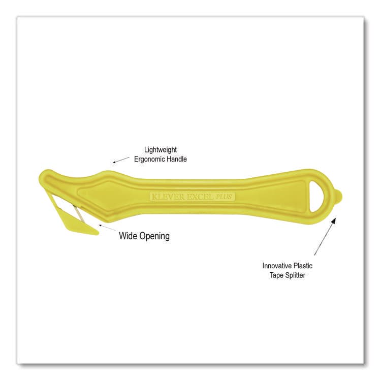 KLEVER INNOVATIONS Excel Plus Safety Cutter, 7" Plastic Handle, Yellow, 10/Pack (KLVPLS40030Y) thumbnail 3