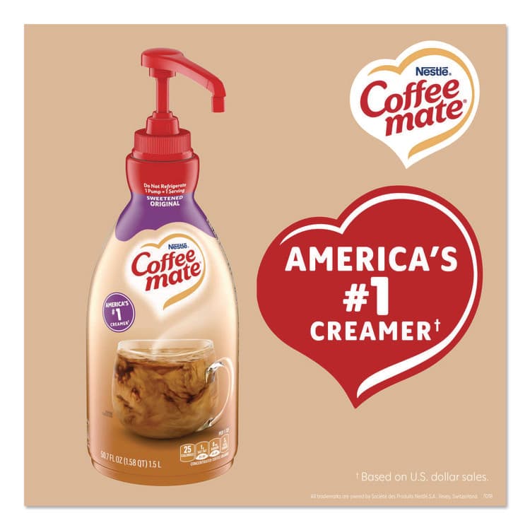 NESTLE Liquid Coffee Creamer, Sweetened Original, 1.5 L Pump Bottle (NES13799) thumbnail 3