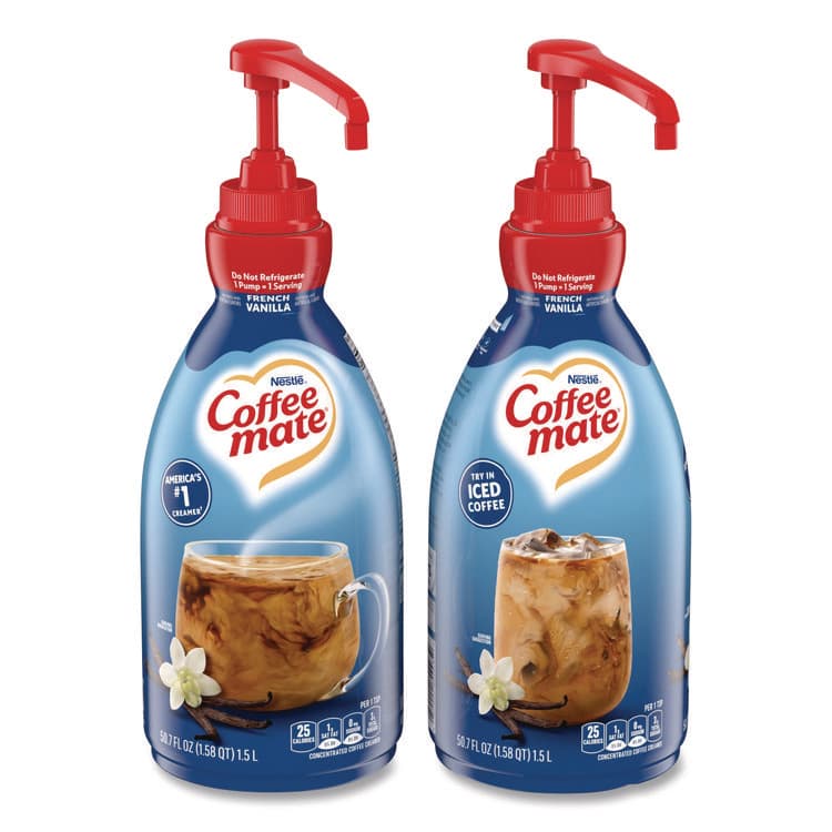NESTLE Liquid Coffee Creamer, French Vanilla, 1.5 L Pump Bottle, 2/Carton (NES31803CT)