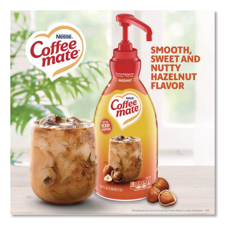 NESTLE Liquid Coffee Creamer, Hazelnut, 1.5 L Pump Bottle (NES31831) thumbnail 2