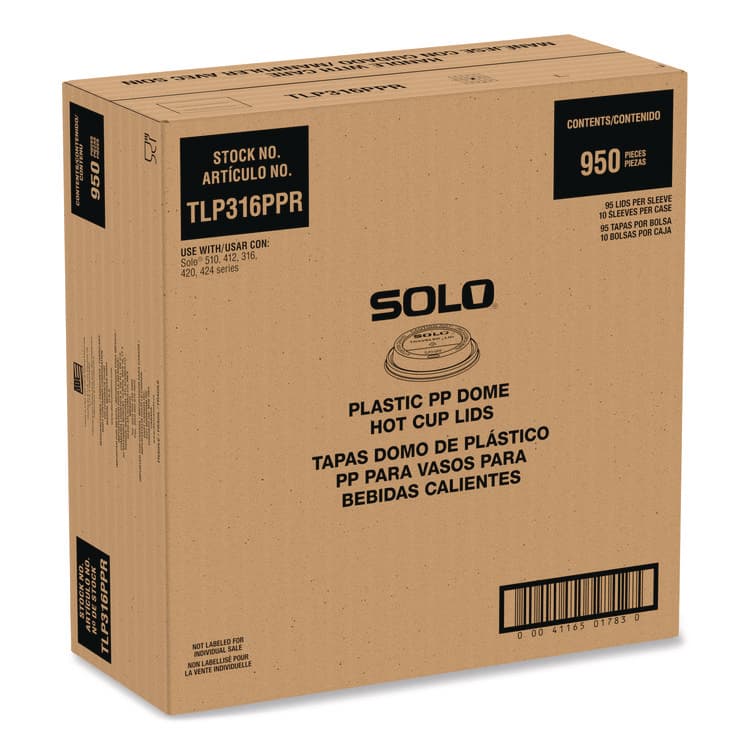 DART Traveler Cappuccino Style Dome Lid, Fits 10 oz to 24 oz Hot Cups, White, 95 Lids/Sleeve, 10 Sleeves/Carton (SCCTLP316PPR) thumbnail 2