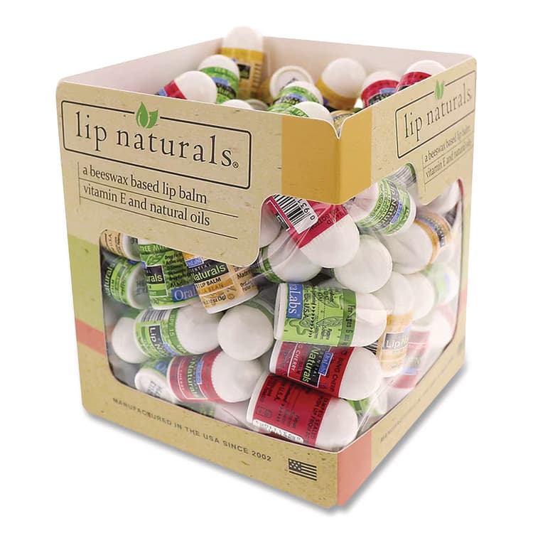 ORALAB'S, . Assorted Flavors Lip Balm, Bing Cherry, Tea Tree Mint, Vanilla Bean, 0.1 oz Tube, 100/Box (LIA950FB)