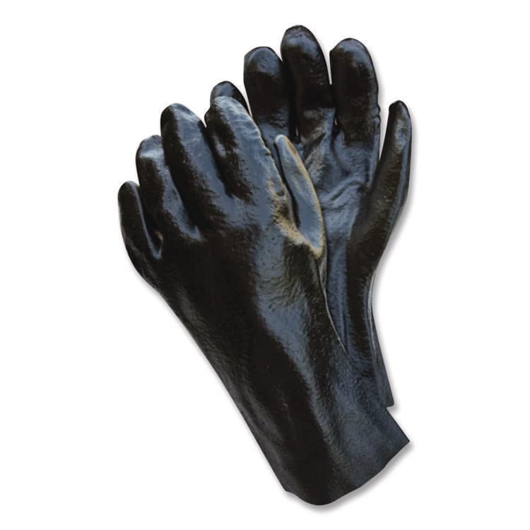MCR SAFETY Rough Finish Single Dipped PVC Gloves, 12" Long, Large, Black, 12 Pairs (MPG6212R) thumbnail 2