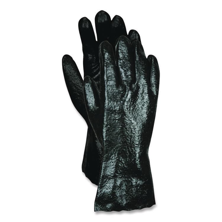 MCR SAFETY Rough Finish Single Dipped PVC Gloves, 12" Long, Large, Black, 12 Pairs (MPG6212R) thumbnail 3