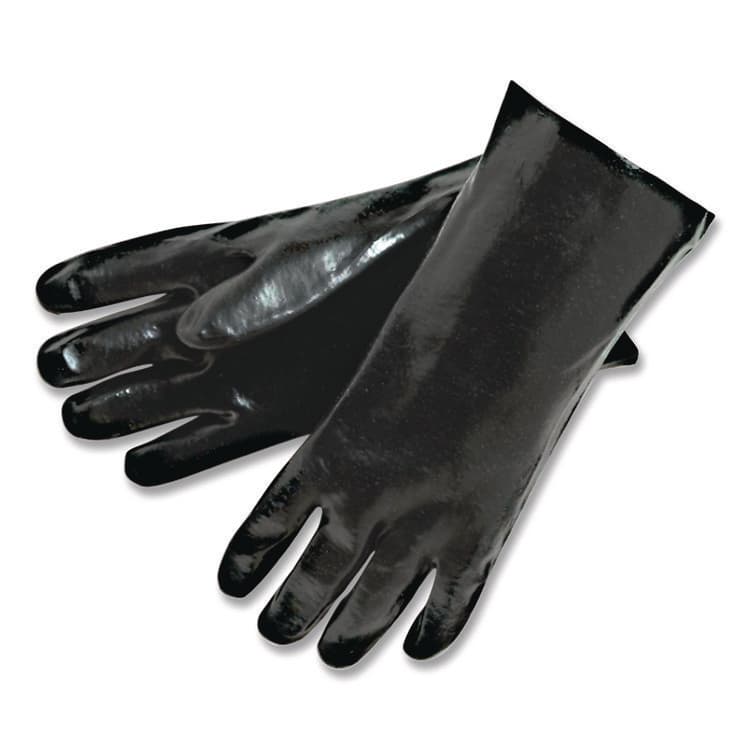 MCR SAFETY Rough Finish Single Dipped PVC Gloves, 12" Long, Large, Black, 12 Pairs (MPG6212R) thumbnail 4