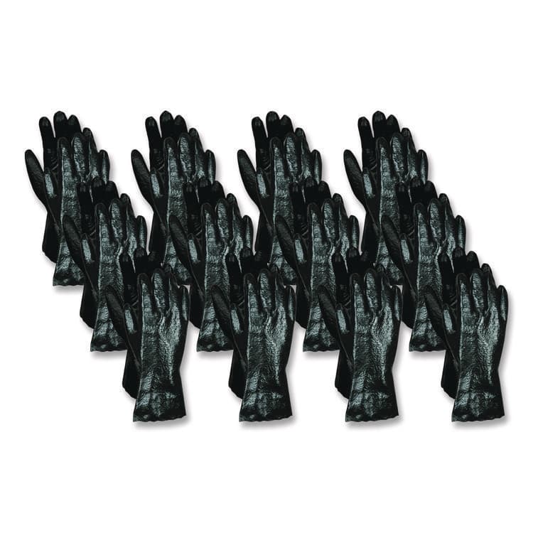 MCR SAFETY Smooth Finish Single Dipped PVC Gloves, 18" Long, Large, Black, 12 Pairs (MPG6218)