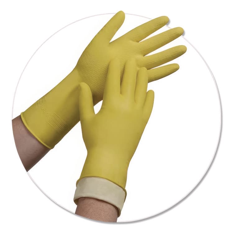 TRADEX INTERNATIONAL Pro L6500 Series Flock-Lined Latex Gloves, 12" Long, Medium, Yellow, 12 Pairs (TXILMD6500) thumbnail 2