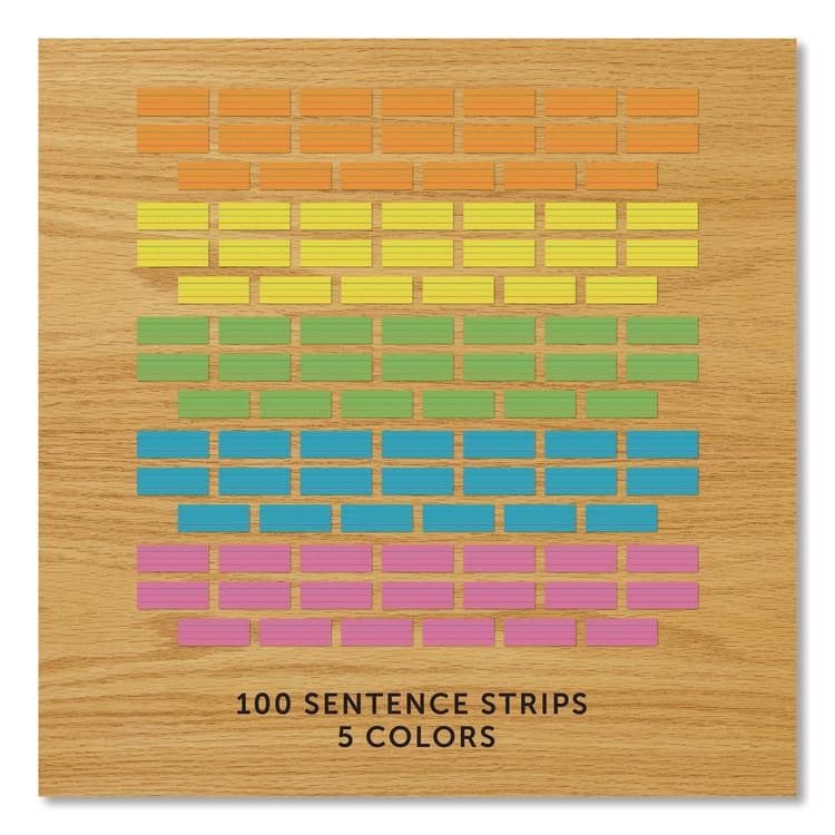 NEENAH PAPER Five-Color Ruled Word Strips, 8" x 3", Assorted Colors, 100/Pack (WAU9104001) thumbnail 2