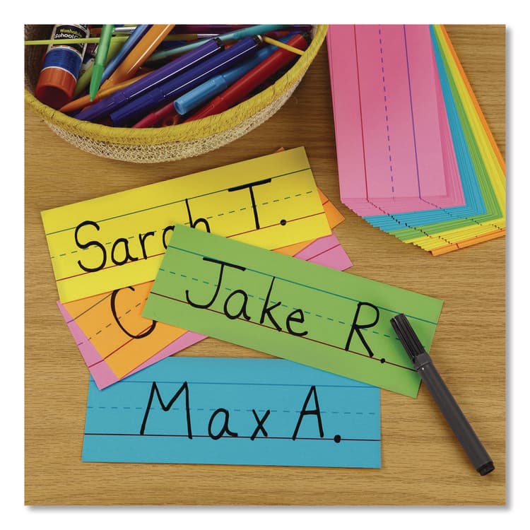 NEENAH PAPER Five-Color Ruled Word Strips, 8" x 3", Assorted Colors, 100/Pack (WAU9104001) thumbnail 4