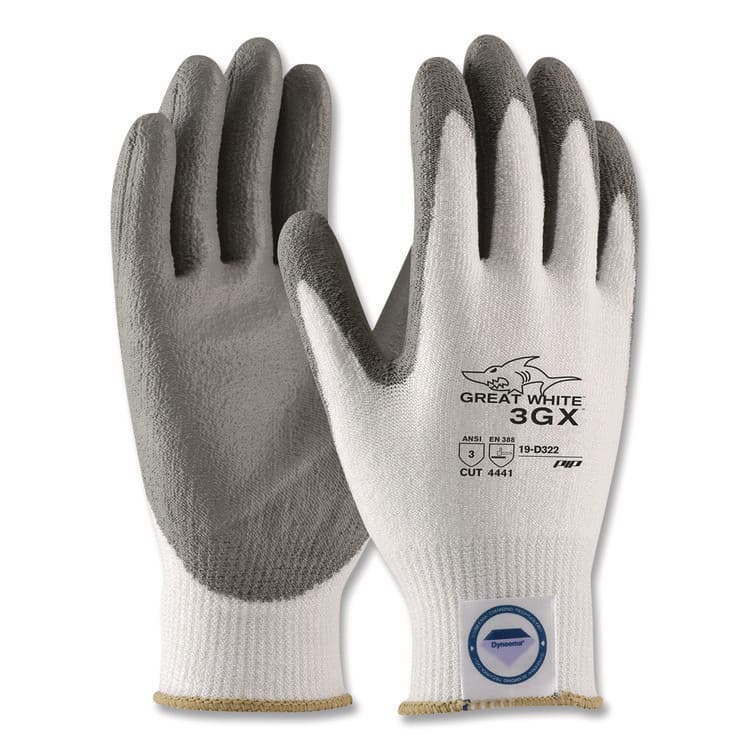 PROTECTIVE INDUSTRIAL PRODUCTS Great White 3GX Seamless Knit Dyneema Diamond Blended Gloves, EN388: 4542, Large, White/Gray, Pair (PID19D322L)