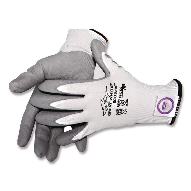 PROTECTIVE INDUSTRIAL PRODUCTS Great White 3GX Seamless Knit Dyneema Diamond Blended Gloves, EN388: 4542, Medium, White/Gray, Pair (PID19D322M) thumbnail 3