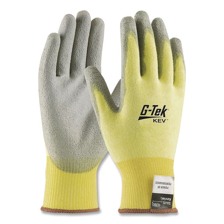 PROTECTIVE INDUSTRIAL PRODUCTS G-Tek KEV Cut-Resistant Seamless-Knit Gloves, EN388: 4231, Large (Size 9), Yellow/Gray, 12 Pairs (PID09K1250L) thumbnail 2