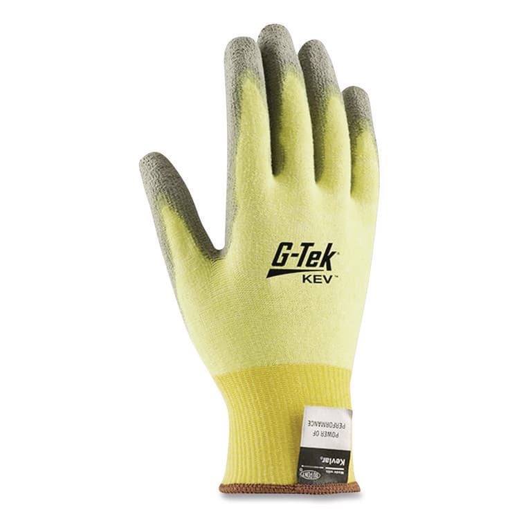 PROTECTIVE INDUSTRIAL PRODUCTS G-Tek KEV Cut-Resistant Seamless-Knit Gloves, EN388: 4231, Large (Size 9), Yellow/Gray, 12 Pairs (PID09K1250L) thumbnail 4