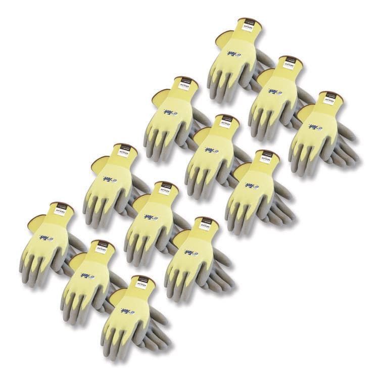 PROTECTIVE INDUSTRIAL PRODUCTS G-Tek KEV Cut-Resistant Seamless-Knit Gloves, EN388: 4231, Large (Size 9), Yellow/Gray, 12 Pairs (PID09K1250L)