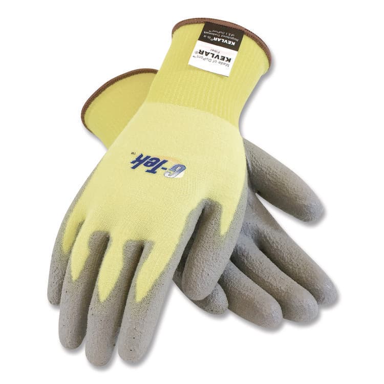 PROTECTIVE INDUSTRIAL PRODUCTS G-Tek KEV Cut-Resistant Seamless-Knit Gloves, EN388: 4231, Medium (Size 8), Yellow/Gray, 12 Pairs (PID09K1250M) thumbnail 3