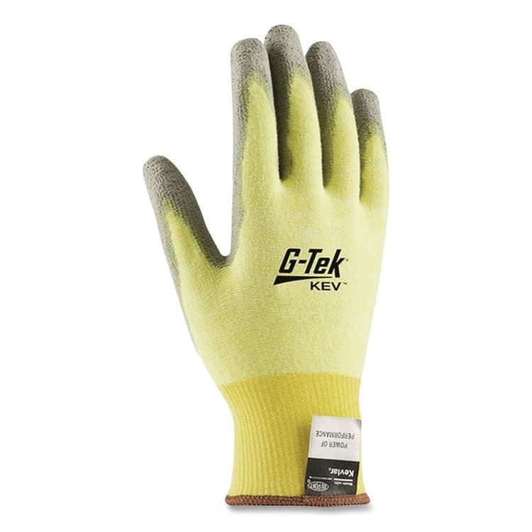 PROTECTIVE INDUSTRIAL PRODUCTS G-Tek KEV Cut-Resistant Seamless-Knit Gloves, EN388: 4231, Medium (Size 8), Yellow/Gray, 12 Pairs (PID09K1250M) thumbnail 4