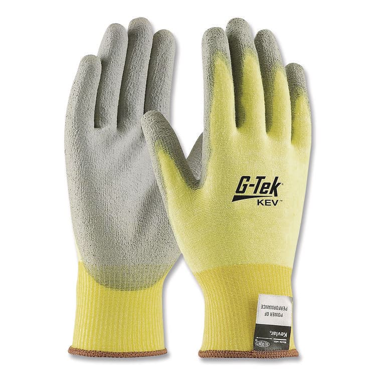 PROTECTIVE INDUSTRIAL PRODUCTS G-Tek KEV Cut-Resistant Seamless-Knit Gloves, EN388: 4231, X-Large (Size 10), Yellow/Gray, 12 Pairs (PID09K1250XL) thumbnail 2