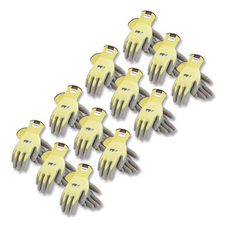 PROTECTIVE INDUSTRIAL PRODUCTS G-Tek KEV Cut-Resistant Seamless-Knit Gloves, EN388: 4231, X-Large (Size 10), Yellow/Gray, 12 Pairs (PID09K1250XL)