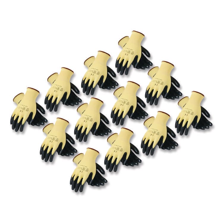 PROTECTIVE INDUSTRIAL PRODUCTS KEV Seamless Knit Kevlar Gloves, EN388: 3X21B, X-Large, Yellow/Black, 12 Pairs (PID09K1450XL)