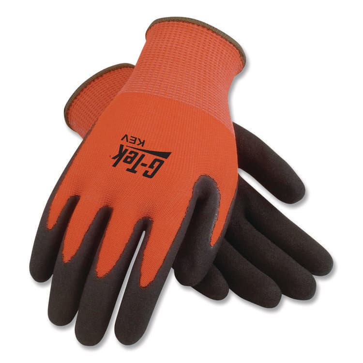 PROTECTIVE INDUSTRIAL PRODUCTS KEV Hi-Vis Seamless Knit Kevlar Gloves, EN388: 4X31, Medium, Red/Black, Pair (PID09K1640M)