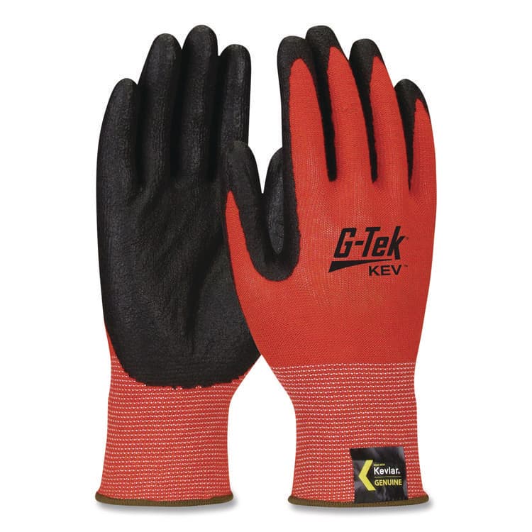 PROTECTIVE INDUSTRIAL PRODUCTS KEV Hi-Vis Seamless Knit Kevlar Gloves, EN388: 4X31, X-Large, Red/Black, Pair (PID09K1640XL) thumbnail 2