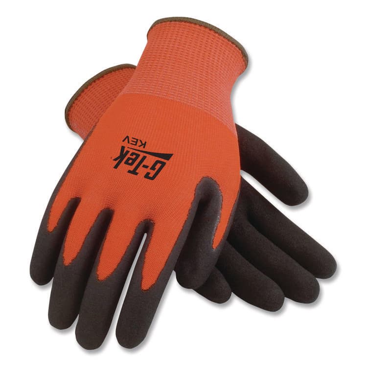 PROTECTIVE INDUSTRIAL PRODUCTS KEV Hi-Vis Seamless Knit Kevlar Gloves, EN388: 4X31, XX-Large, Red/Black, Pair (PID09K1640XXL)