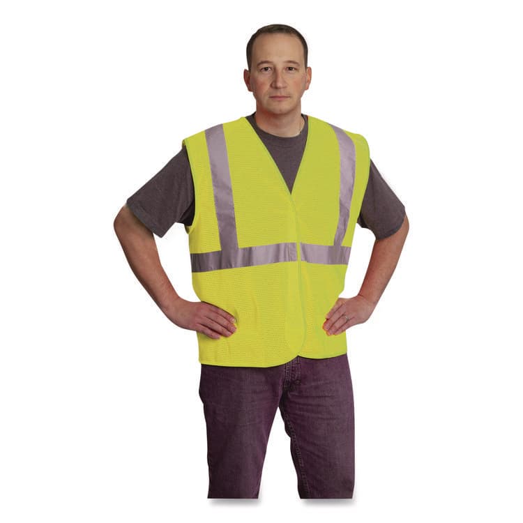 PROTECTIVE INDUSTRIAL PRODUCTS ANSI Class 2 Hook and Loop Safety Vest, 2X-Large, Hi-Viz Lime Yellow (PID302MVGLY2X) thumbnail 2