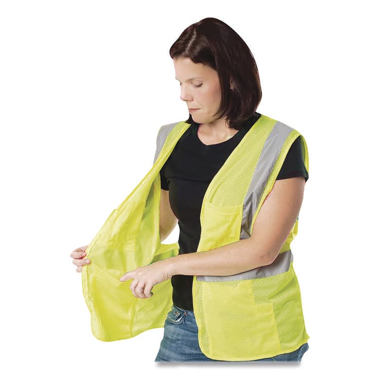 PROTECTIVE INDUSTRIAL PRODUCTS ANSI Class 2 Hook and Loop Safety Vest, 2X-Large, Hi-Viz Lime Yellow (PID302MVGLY2X) thumbnail 4