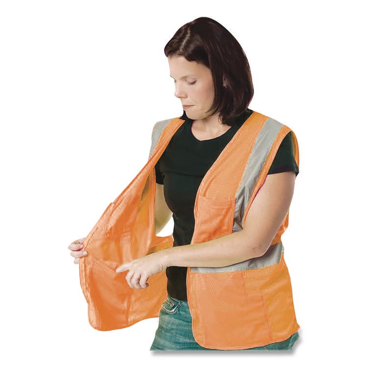PROTECTIVE INDUSTRIAL PRODUCTS ANSI Class 2 Hook and Loop Safety Vest, X-Large, Hi-Viz Orange (PID302MVGORXL) thumbnail 4