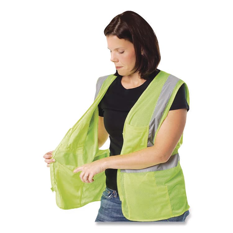 PROTECTIVE INDUSTRIAL PRODUCTS ANSI Class 2 Four Pocket Zipper Safety Vest, Polyester Mesh, 3X-Large, Hi-Viz Lime Yellow (PID302MVGZ4PLY3) thumbnail 4