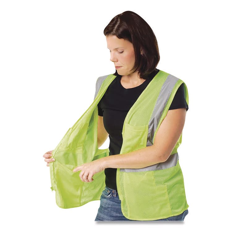 PROTECTIVE INDUSTRIAL PRODUCTS ANSI Class 2 Two-Pocket Zipper Mesh Safety Vest, X-Large, Hi-Viz Lime Yellow (PID3020702ZLYXL) thumbnail 3