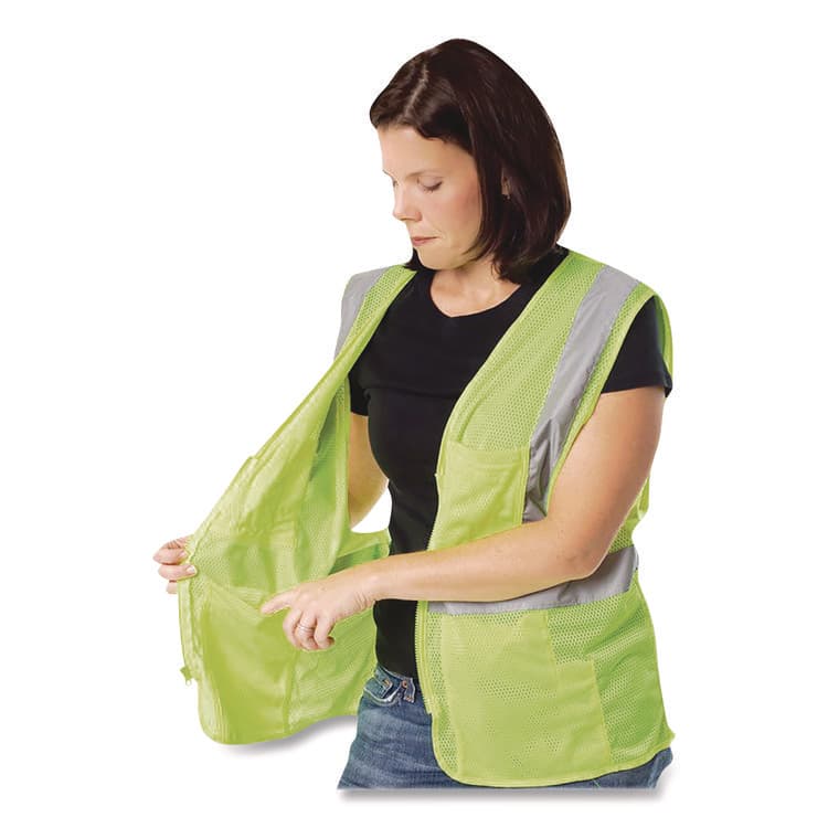 PROTECTIVE INDUSTRIAL PRODUCTS ANSI Class 2 Four Pocket Zipper Safety Vest, Polyester Mesh, X-Large, Hi-Viz Lime Yellow (PIDMVGZ4PLYXL) thumbnail 4