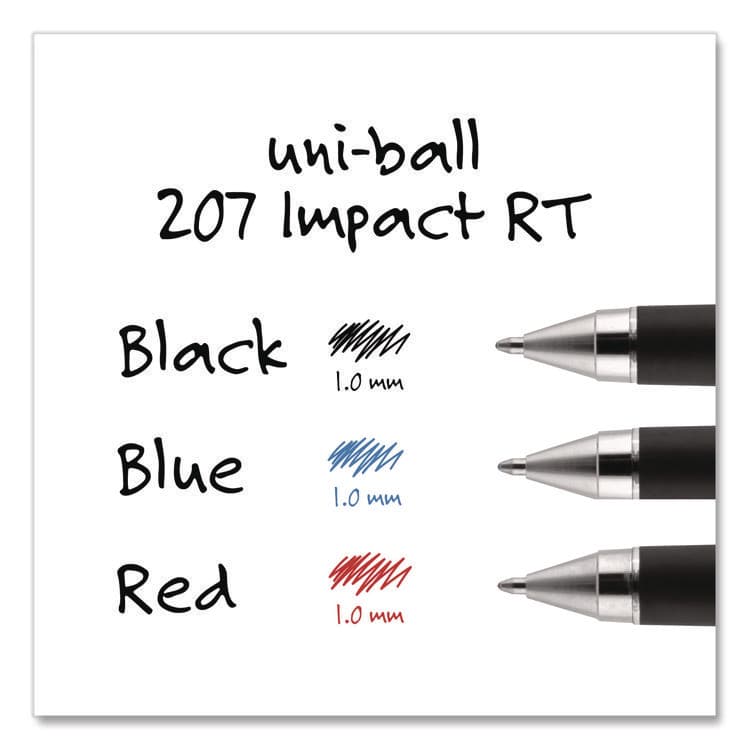 UNI 207 Impact RT Gel Retractable Pen Refills, Bold 1 mm Conical Tip, Black Ink, 2/Pack (UBC65873PP) thumbnail 3