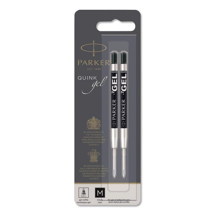 SANFORD Refill for Parker Retractable Gel Ink Roller Ball Pens, Medium Conical Tip, Black Ink, 2/Pack (PAR1950362)